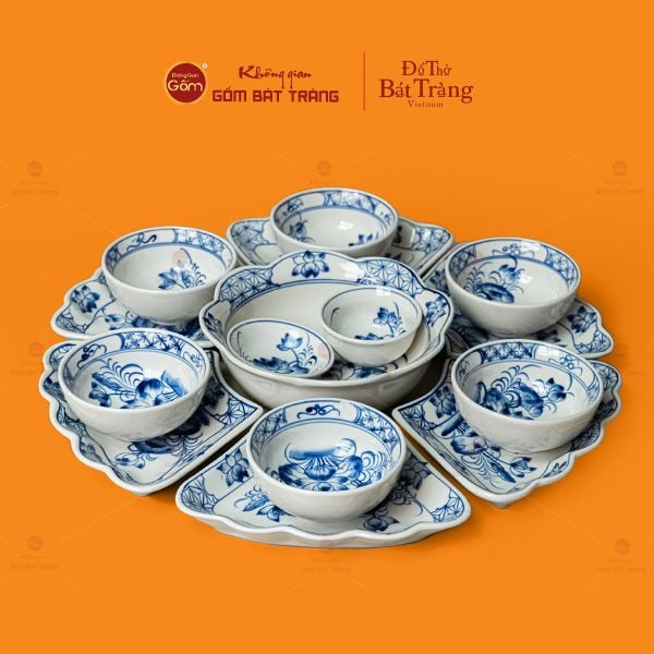 Bộ Mâm Cúng Hoa Mặt Trời Hoa Sen Xanh