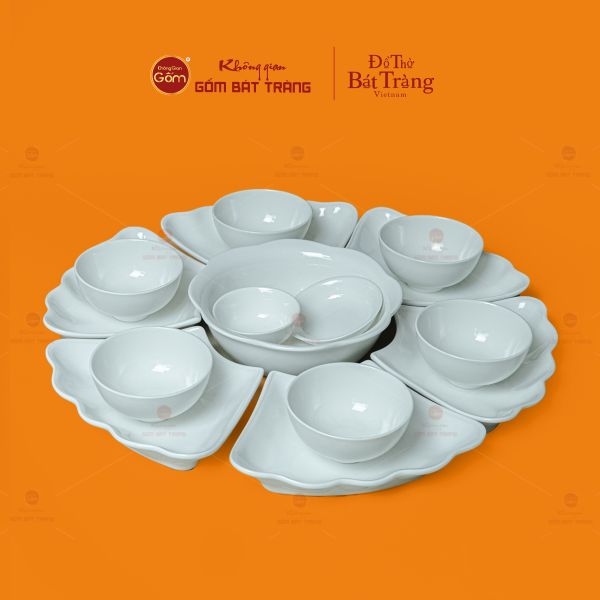 Bộ Mâm Cúng Hoa Mặt Trời Minh Châu Trắng