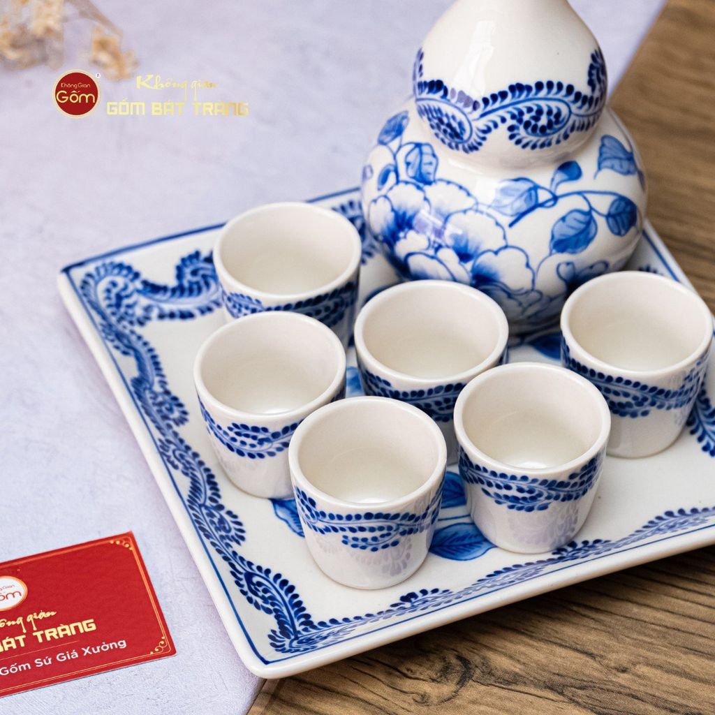 Bộ Nậm Rượu Hai Bầu Hoa Phù Dung