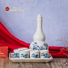 Bộ Nậm Rượu Hai Bầu Hoa Sen Tràm