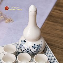 Bộ Nậm Rượu Hai Bầu Hoa Sen Tràm