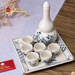 Bộ Nậm Rượu Hai Bầu Hoa Sen Tràm