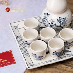 Bộ Nậm Rượu Hai Bầu Hoa Sen Tràm