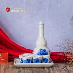 Bộ Nậm Rượu Hai Bầu Hoa Mẫu Đơn