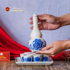 Bộ Nậm Rượu Hai Bầu Hoa Mẫu Đơn