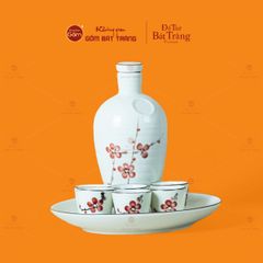 Bộ Nậm Rượu Hoa Đào Đỏ