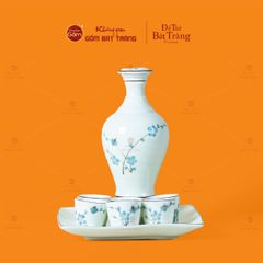 Bộ Nậm Rượu Hoa Đào Xanh