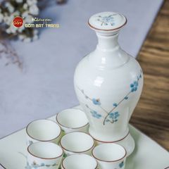 Bộ Nậm Rượu Hoa Đào Xanh