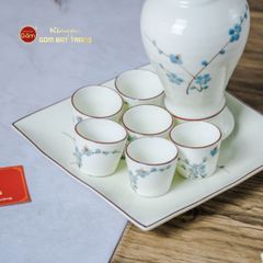 Bộ Nậm Rượu Hoa Đào Xanh