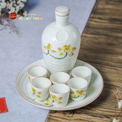 Bộ Nậm Rượu Hoa Sen Vàng