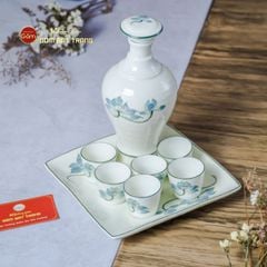Bộ Nậm Rượu Hoa Sen Xanh