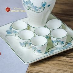 Bộ Nậm Rượu Hoa Sen Xanh