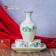 Bộ Nậm Rượu Hoa Sen Xanh