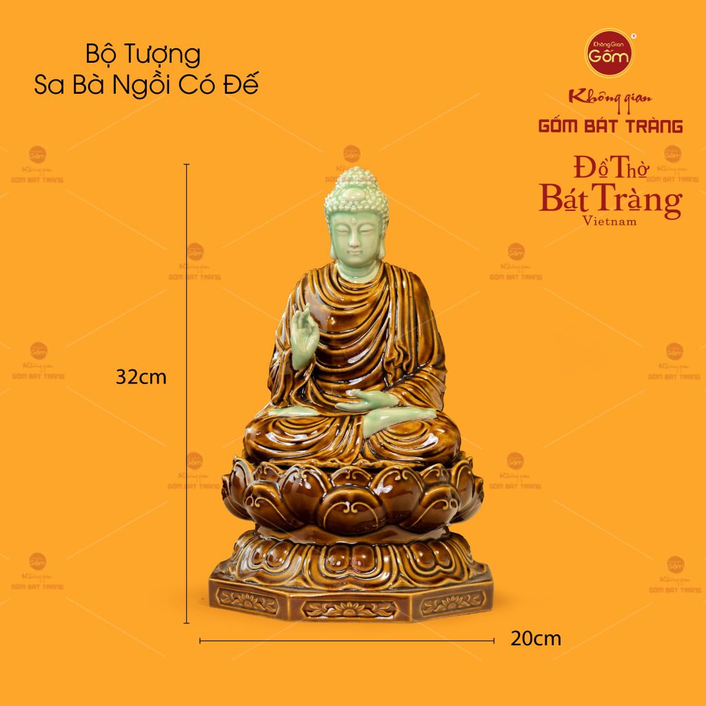 Bộ Tượng Sa Bà Tam Thánh Ngồi Có Đế