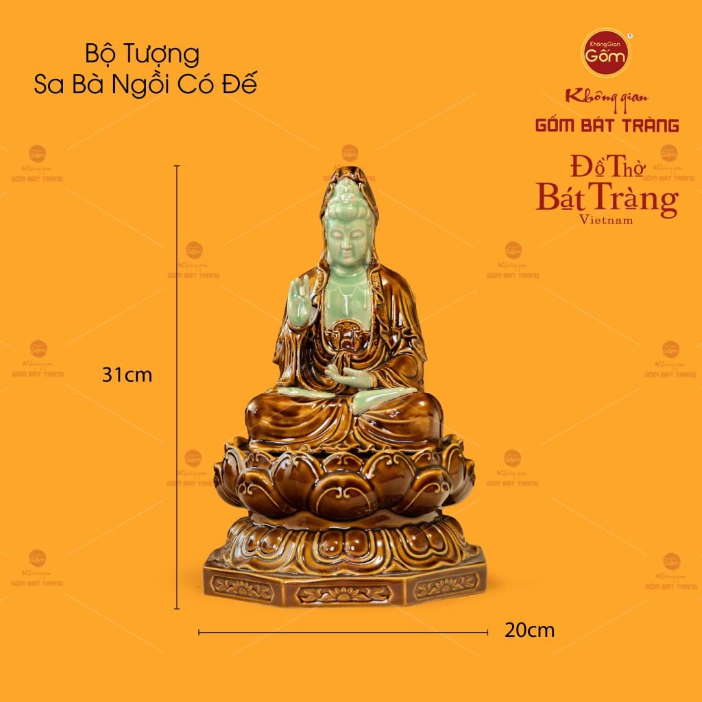 Bộ Tượng Sa Bà Tam Thánh Ngồi Có Đế