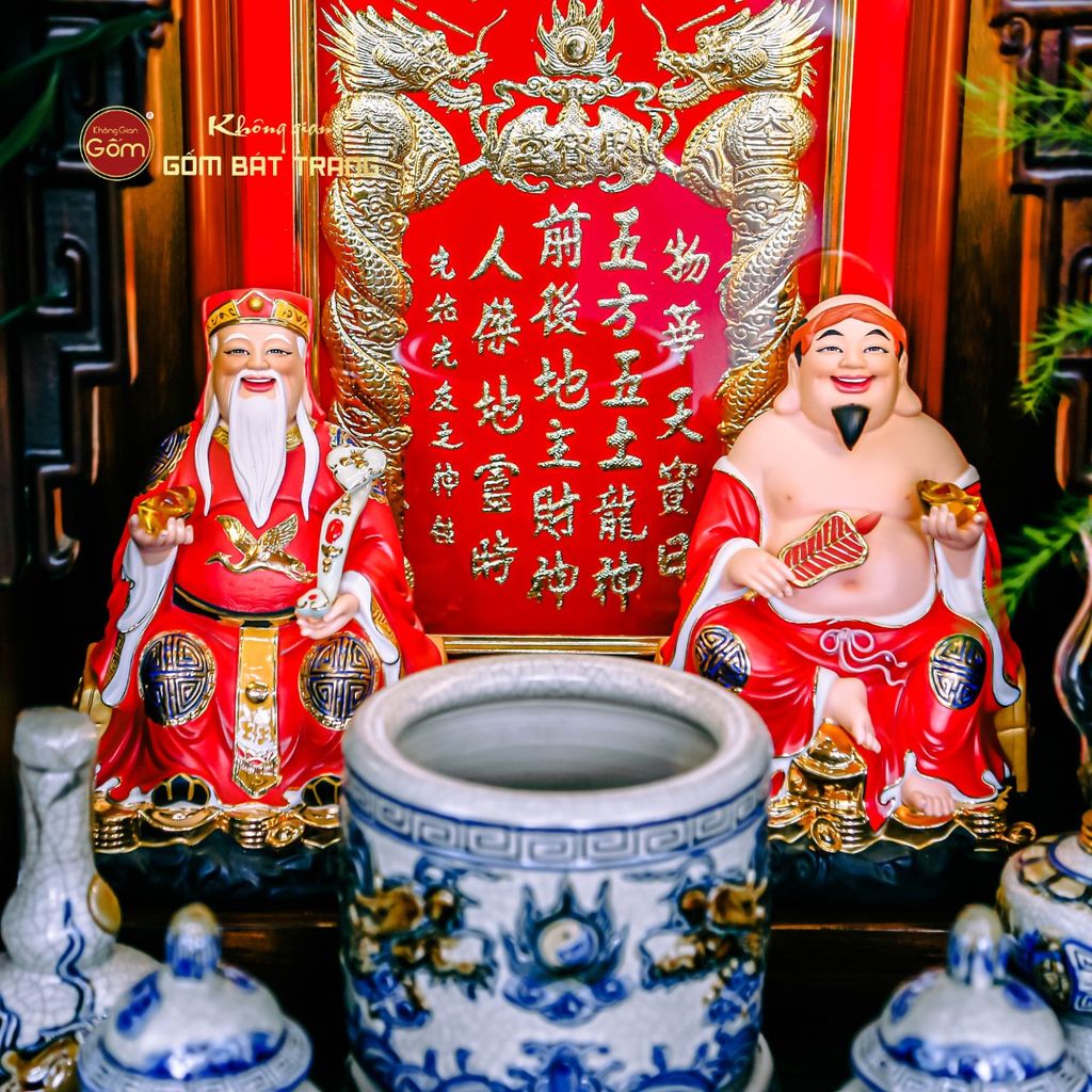 Bộ Tượng Thần Tài Thổ Địa Ghế Đá Áo Đỏ