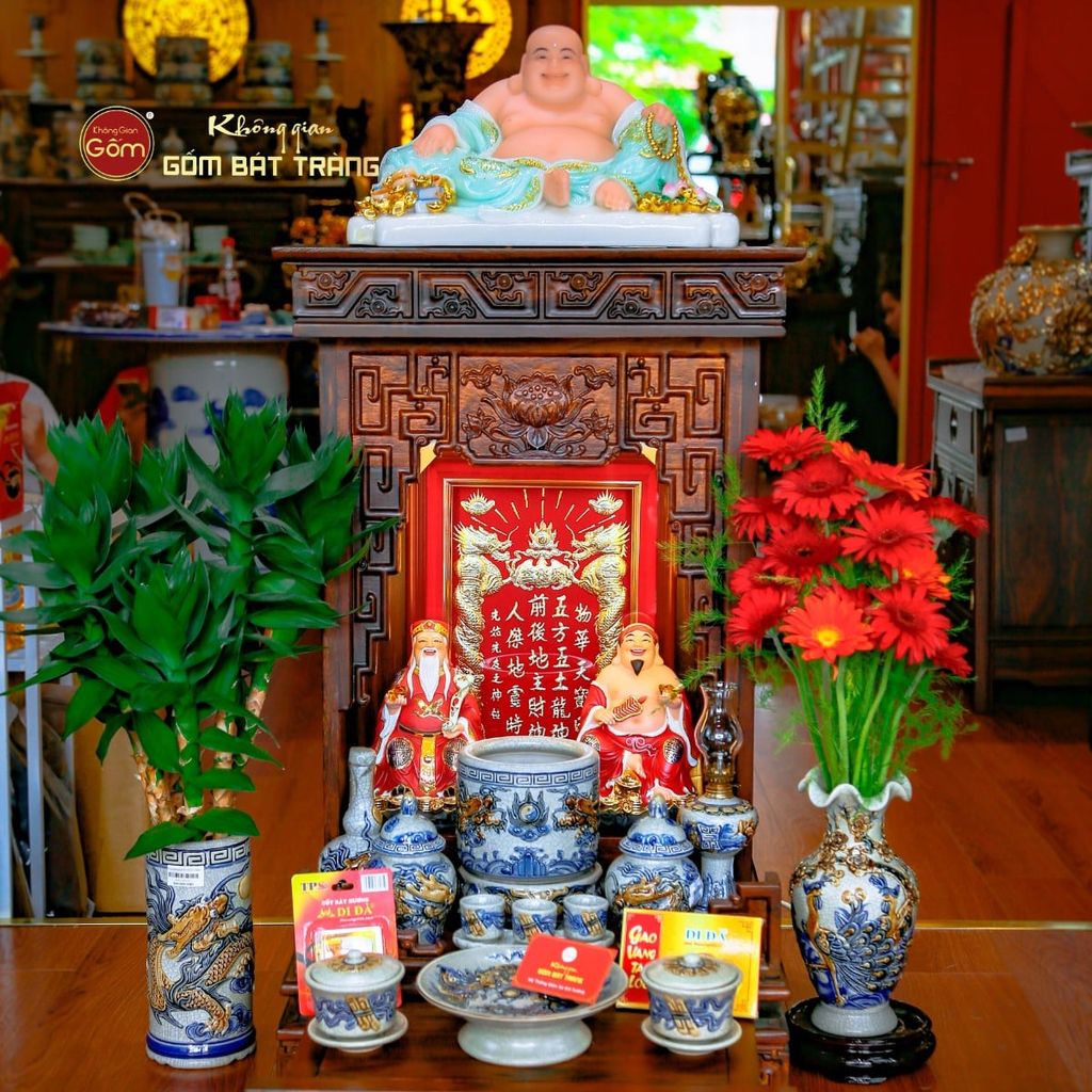 Bộ Tượng Thần Tài Thổ Địa Ghế Đá Áo Đỏ