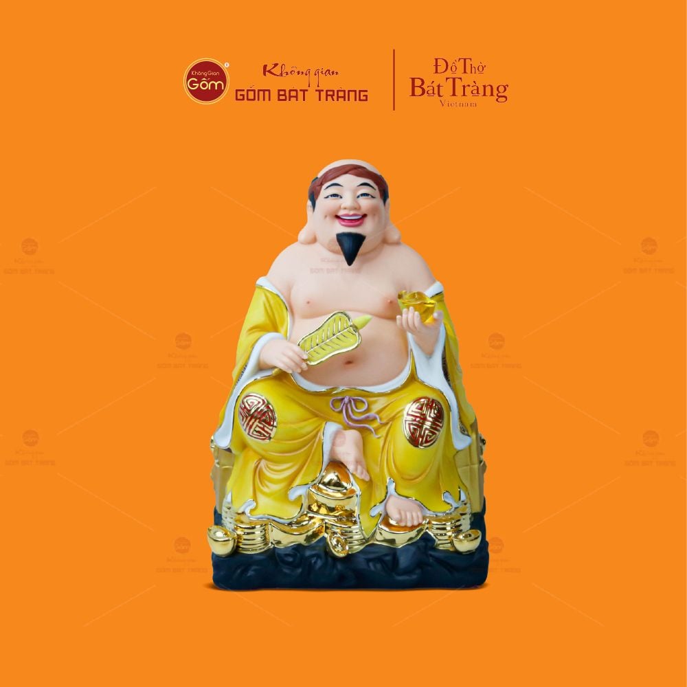 Bộ Tượng Thần Tài Thổ Địa Ghế Đá Áo Vàng