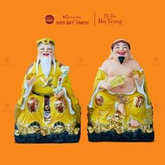 Bộ Tượng Thần Tài Thổ Địa Ghế Đá Áo Vàng