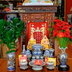 Bộ Tượng Thần Tài Thổ Địa Ghế Đá Áo Vàng