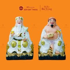 Bộ Tượng Thần Tài Thổ Địa Ghế Đá Trân Châu