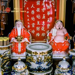 Bộ Tượng Thần Tài Thổ Địa Ghế Rồng Màu Đỏ