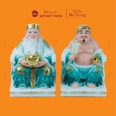 Bộ Tượng Thần Tài Thổ Địa Ghế Rồng Màu Lục Bảo