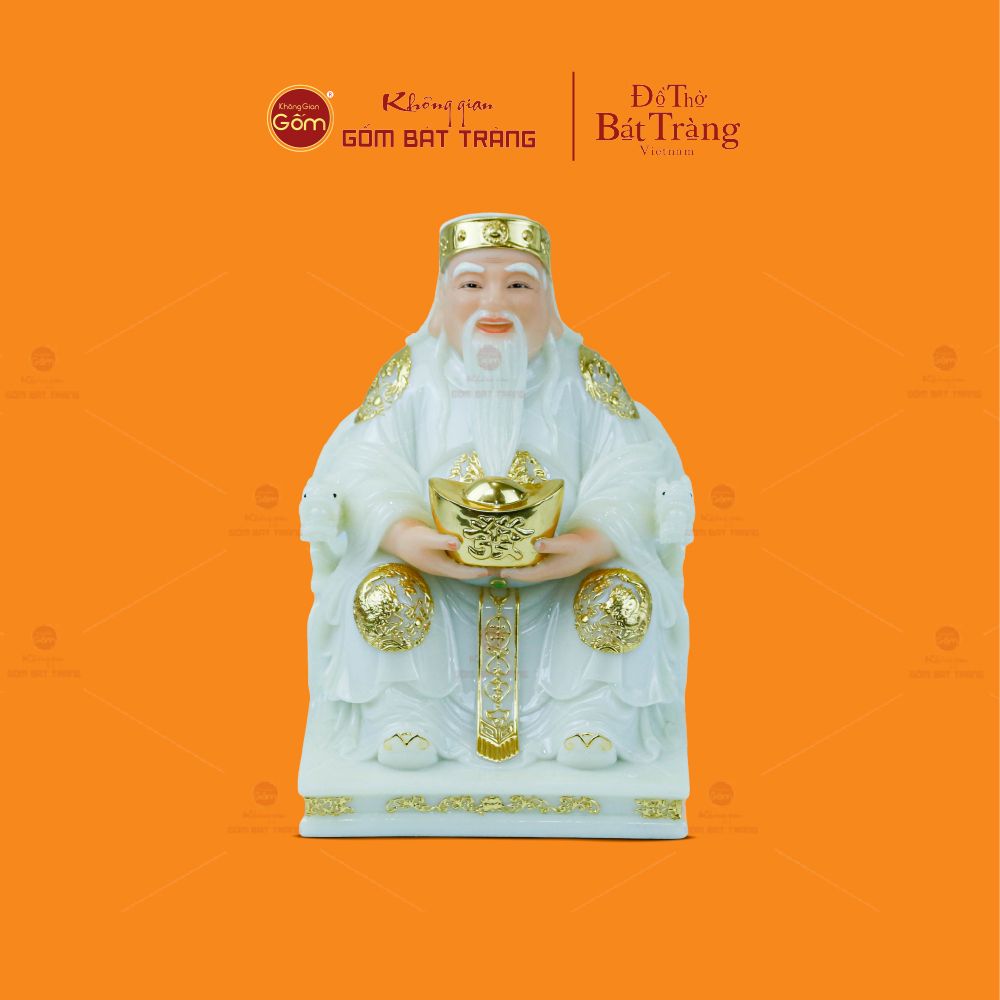 Bộ Tượng Thần Tài Thổ Địa Ghế Rồng Màu Phỉ Thúy