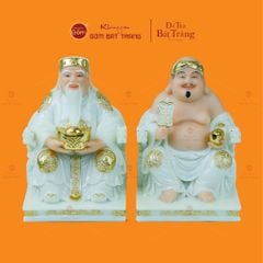 Bộ Tượng Thần Tài Thổ Địa Ghế Rồng Màu Phỉ Thúy