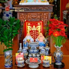 Bộ Tượng Thần Tài Thổ Địa Ghế Rồng Màu Saphia