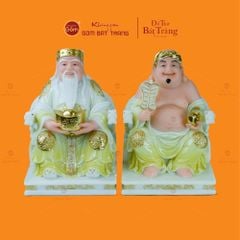 Bộ Tượng Thần Tài Thổ Địa Ghế Rồng Màu Vàng Phú Quý