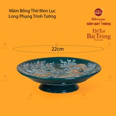 Mâm Bồng Thờ Men Lục Họa Tiết Long Phụng Trình Tường