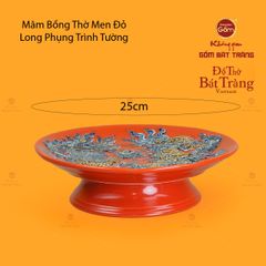 Mâm Bồng Thờ Men Đỏ Họa Tiết Long Phụng Trình Tường