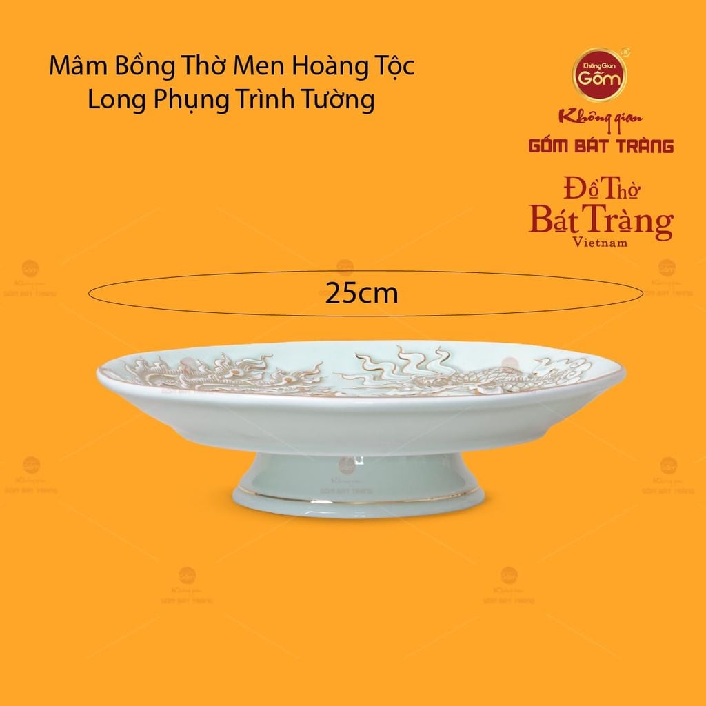 Mâm Bồng Men Ngọc Hoàng Tộc Long Phụng Trình Tường Vẽ Vàng