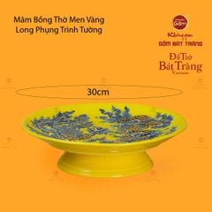 Mâm Bồng Thờ Men Vàng Họa Tiết Long Phụng Trình Tường