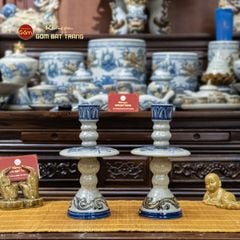 Chân Đèn Thờ Men Rạn Họa Tiết Song Long Chầu Nguyệt