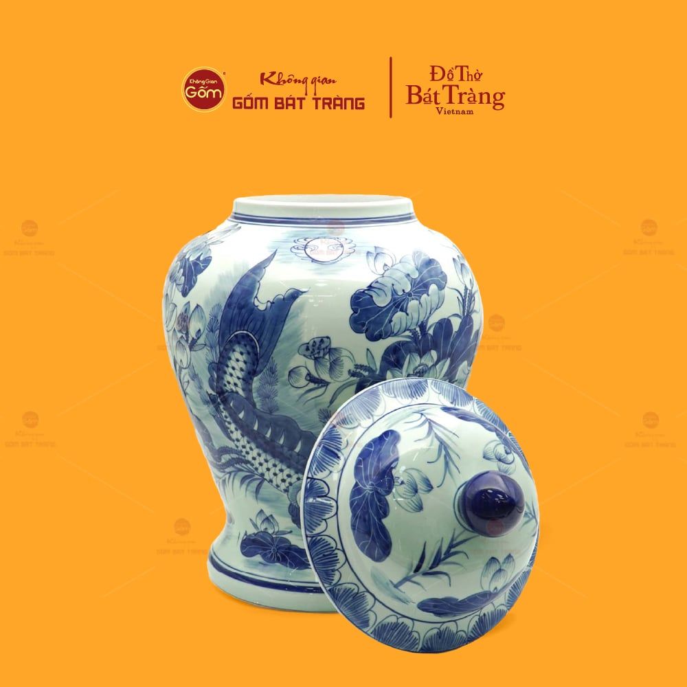 Chóe Men Lam Họa Tiết Sen Cá