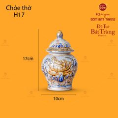 Chóe Thờ Hoa Sen Men Rạn Vẽ Vàng