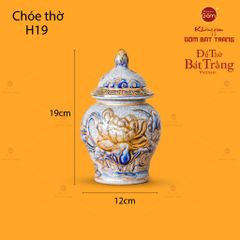 Chóe Thờ Hoa Sen Men Rạn Vẽ Vàng