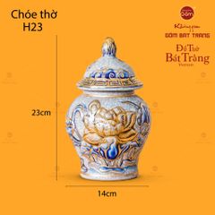 Chóe Thờ Hoa Sen Men Rạn Vẽ Vàng