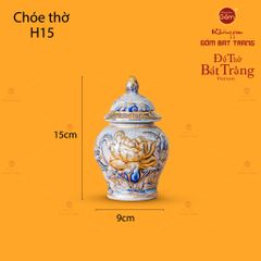 Chóe Thờ Hoa Sen Men Rạn Vẽ Vàng