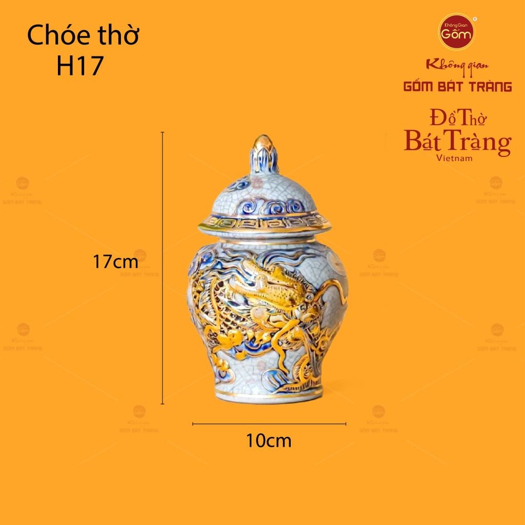 Chóe Thờ Kim Long Men Rạn Vẽ Vàng