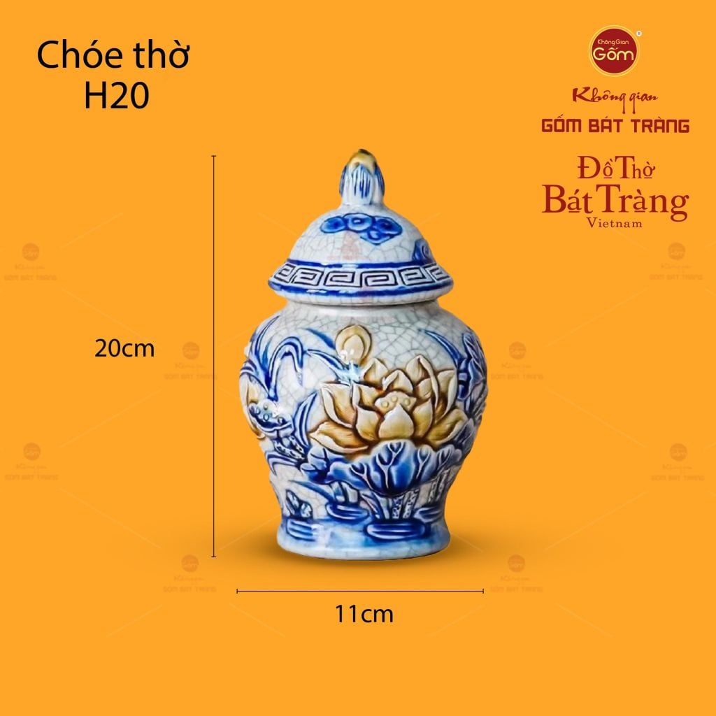 Chóe Thờ Men Rạn Họa Tiết Hoa Sen
