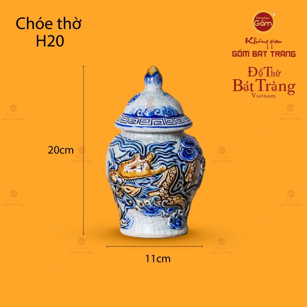 Chóe Thờ Men Rạn Họa Tiết Rồng