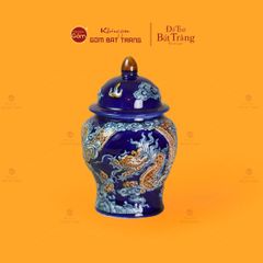 Chóe Thờ Men Xanh Coban Họa Tiết Cá Chép Hóa Rồng