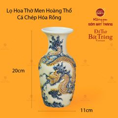 Lọ Hoa Thờ Men Hoàng Thổ Họa Tiết Cá Chép Hóa Rồng