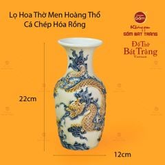 Lọ Hoa Thờ Men Hoàng Thổ Họa Tiết Cá Chép Hóa Rồng
