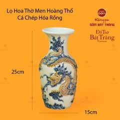 Lọ Hoa Thờ Men Hoàng Thổ Họa Tiết Cá Chép Hóa Rồng