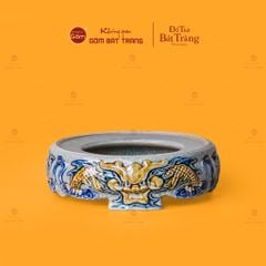 Đế Bát Hương Thờ Men Rạn Họa Tiết Song Long Chầu Nguyệt