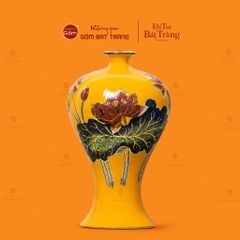 Lọ Hoa Dáng Mai Bình Men Vàng Hoa Sen Vẽ Vàng